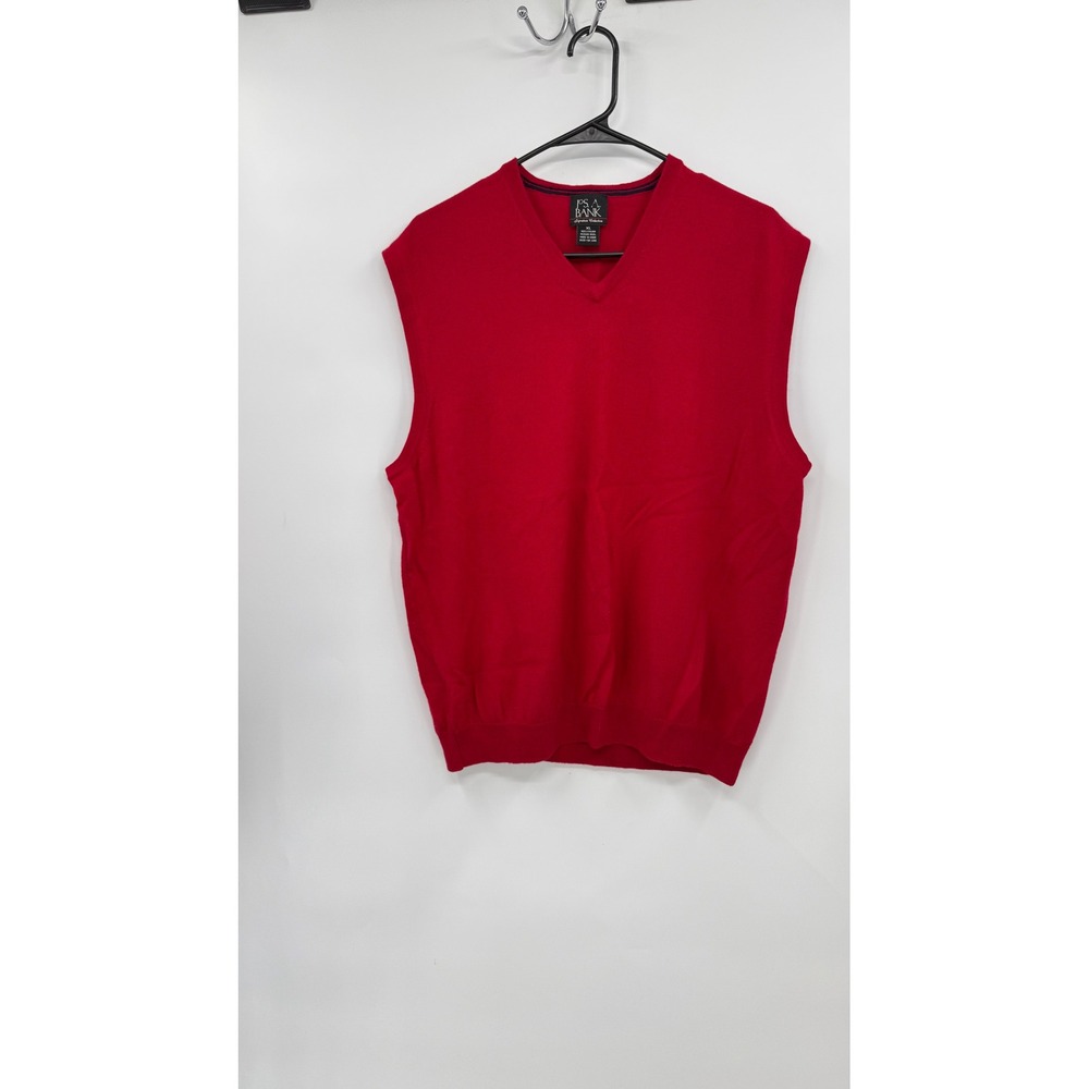 Jos. A. Bank XL Sweater Vest Mens Red Italian Merino Wool‎ V-Neck Signature